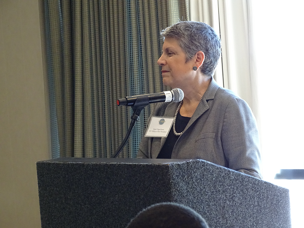 President Napolitano addresses the fellows and other attendees